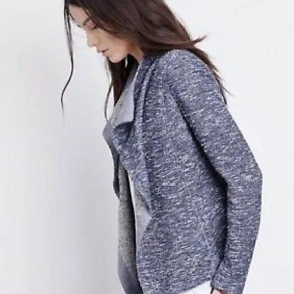 Vince Womens Blue Tweed Drape Neck Open Blazer Jacket Size XS - Picture 2 of 15